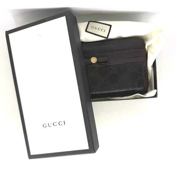 EUC Gucci Guccissima Leather Mayfair Continental Wallet, Dark Brown - FULL SET - Picture 1 of 10